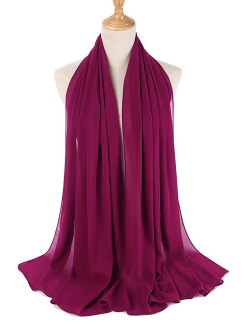 72*175cm Muslim Chiffon Hijab Scarf Shawls Women Solid Color Head Wraps Islamic Hijabs Scarves Ladies Foulard Femme muslim veil