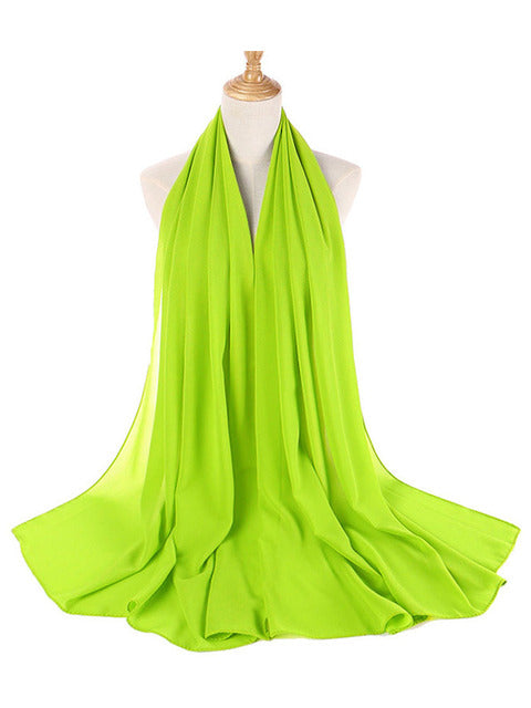 72*175cm Muslim Chiffon Hijab Scarf Shawls Women Solid Color Head Wraps Islamic Hijabs Scarves Ladies Foulard Femme muslim veil