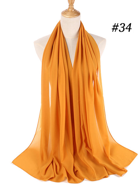 72*175cm Muslim Chiffon Hijab Scarf Shawls Women Solid Color Head Wraps Islamic Hijabs Scarves Ladies Foulard Femme muslim veil