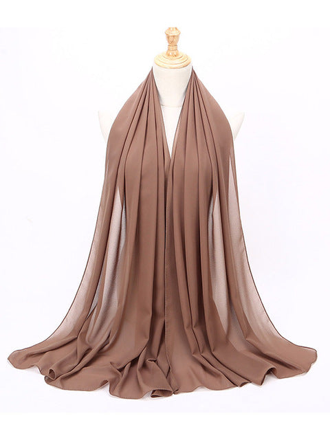 72*175cm Muslim Chiffon Hijab Scarf Shawls Women Solid Color Head Wraps Islamic Hijabs Scarves Ladies Foulard Femme muslim veil