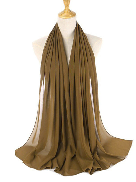 72*175cm Muslim Chiffon Hijab Scarf Shawls Women Solid Color Head Wraps Islamic Hijabs Scarves Ladies Foulard Femme muslim veil