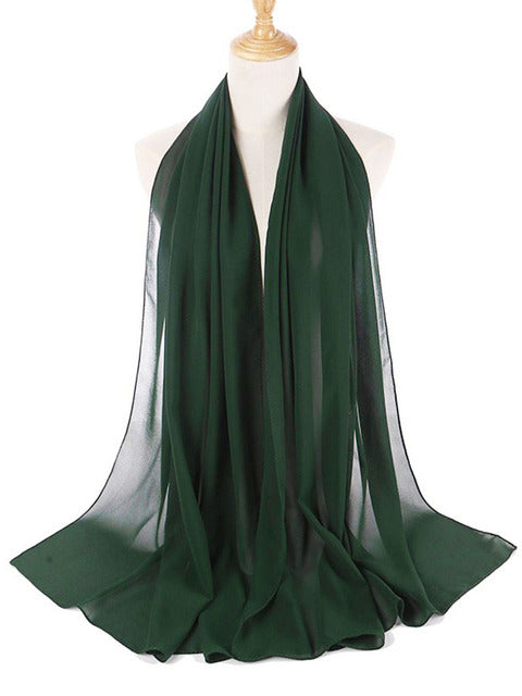 72*175cm Muslim Chiffon Hijab Scarf Shawls Women Solid Color Head Wraps Islamic Hijabs Scarves Ladies Foulard Femme muslim veil