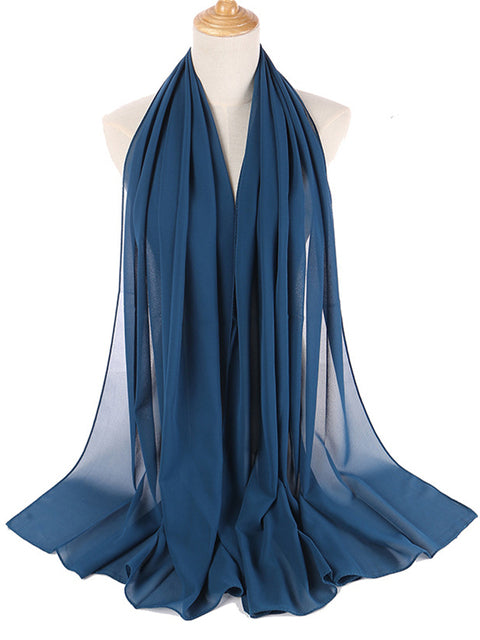 72*175cm Muslim Chiffon Hijab Scarf Shawls Women Solid Color Head Wraps Islamic Hijabs Scarves Ladies Foulard Femme muslim veil