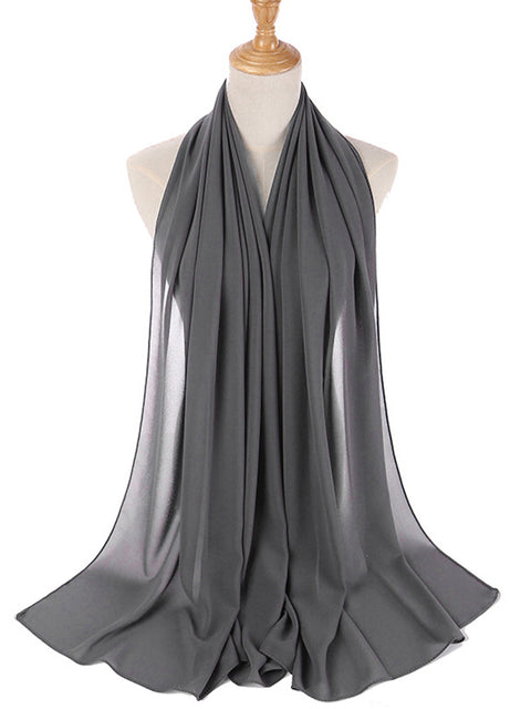 72*175cm Muslim Chiffon Hijab Scarf Shawls Women Solid Color Head Wraps Islamic Hijabs Scarves Ladies Foulard Femme muslim veil