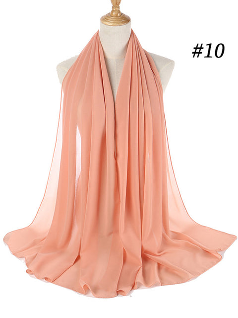 72*175cm Muslim Chiffon Hijab Scarf Shawls Women Solid Color Head Wraps Islamic Hijabs Scarves Ladies Foulard Femme muslim veil