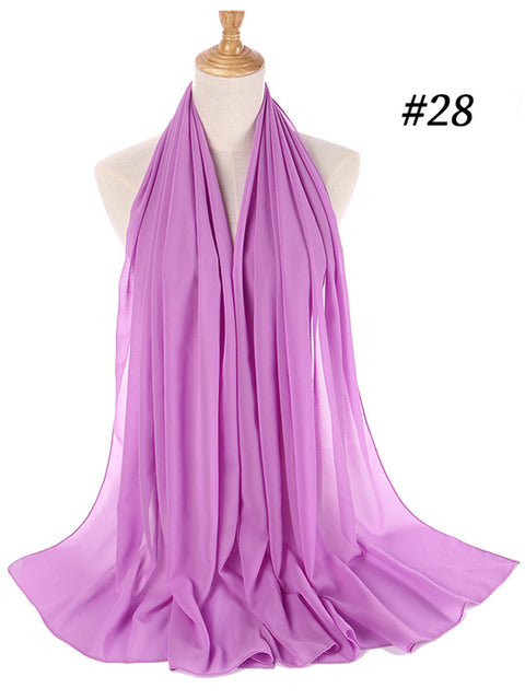 72*175cm Muslim Chiffon Hijab Scarf Shawls Women Solid Color Head Wraps Islamic Hijabs Scarves Ladies Foulard Femme muslim veil