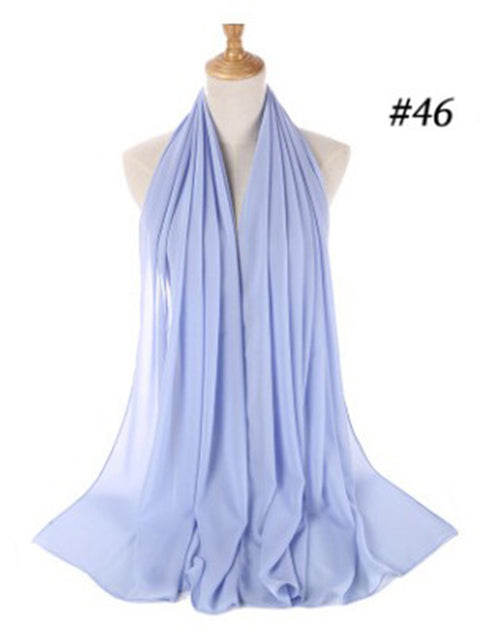 72*175cm Muslim Chiffon Hijab Scarf Shawls Women Solid Color Head Wraps Islamic Hijabs Scarves Ladies Foulard Femme muslim veil