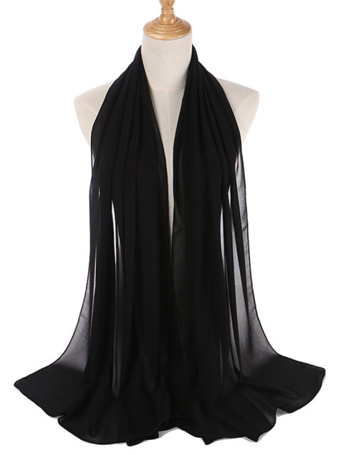 72*175cm Muslim Chiffon Hijab Scarf Shawls Women Solid Color Head Wraps Islamic Hijabs Scarves Ladies Foulard Femme muslim veil