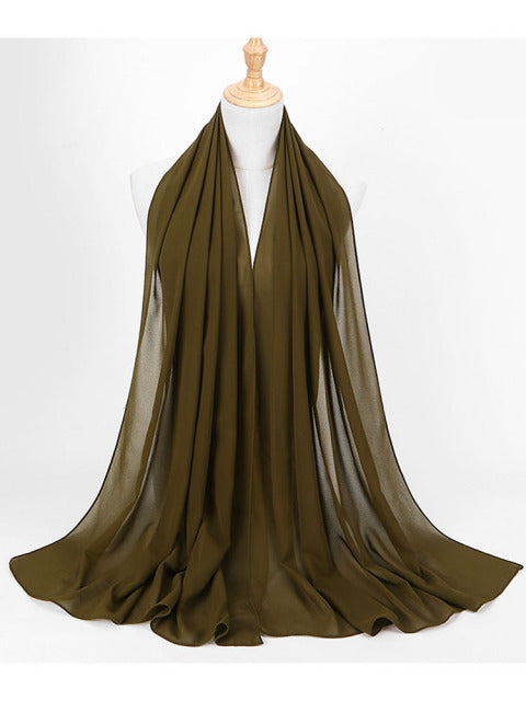 72*175cm Muslim Chiffon Hijab Scarf Shawls Women Solid Color Head Wraps Islamic Hijabs Scarves Ladies Foulard Femme muslim veil