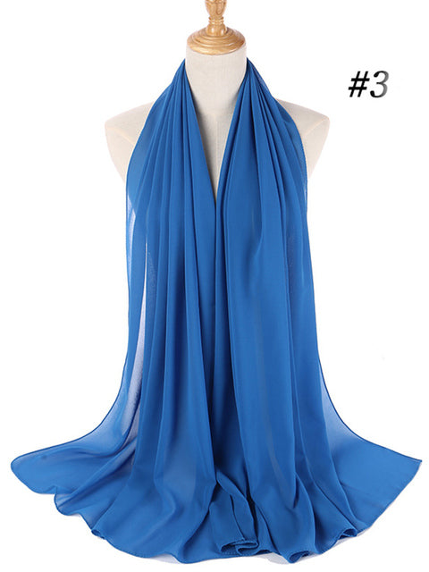 72*175cm Muslim Chiffon Hijab Scarf Shawls Women Solid Color Head Wraps Islamic Hijabs Scarves Ladies Foulard Femme muslim veil