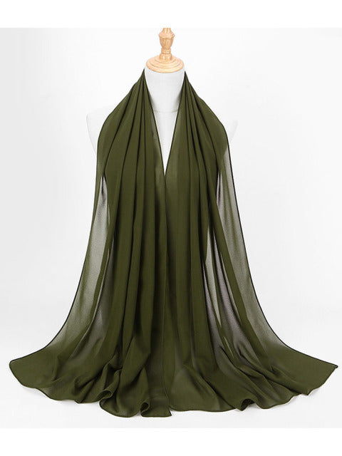 72*175cm Muslim Chiffon Hijab Scarf Shawls Women Solid Color Head Wraps Islamic Hijabs Scarves Ladies Foulard Femme muslim veil