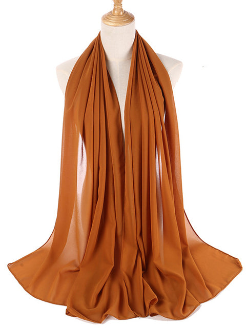 72*175cm Muslim Chiffon Hijab Scarf Shawls Women Solid Color Head Wraps Islamic Hijabs Scarves Ladies Foulard Femme muslim veil