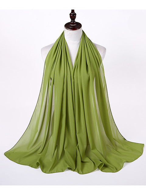 72*175cm Muslim Chiffon Hijab Scarf Shawls Women Solid Color Head Wraps Islamic Hijabs Scarves Ladies Foulard Femme muslim veil