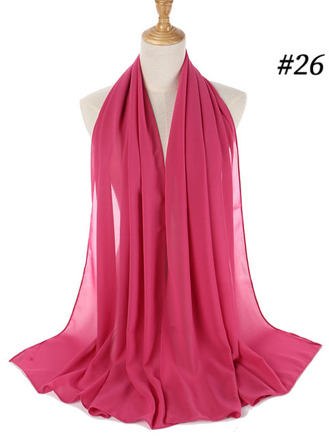72*175cm Muslim Chiffon Hijab Scarf Shawls Women Solid Color Head Wraps Islamic Hijabs Scarves Ladies Foulard Femme muslim veil
