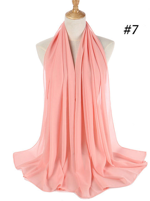 72*175cm Muslim Chiffon Hijab Scarf Shawls Women Solid Color Head Wraps Islamic Hijabs Scarves Ladies Foulard Femme muslim veil
