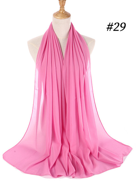 72*175cm Muslim Chiffon Hijab Scarf Shawls Women Solid Color Head Wraps Islamic Hijabs Scarves Ladies Foulard Femme muslim veil