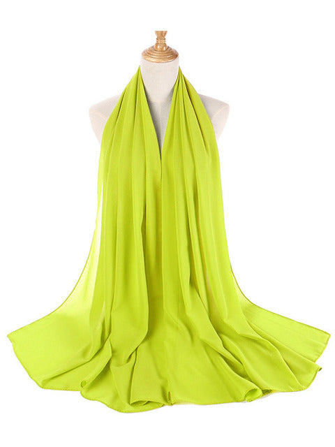 72*175cm Muslim Chiffon Hijab Scarf Shawls Women Solid Color Head Wraps Islamic Hijabs Scarves Ladies Foulard Femme muslim veil