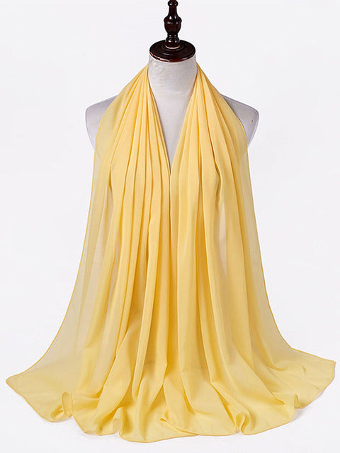 72*175cm Muslim Chiffon Hijab Scarf Shawls Women Solid Color Head Wraps Islamic Hijabs Scarves Ladies Foulard Femme muslim veil