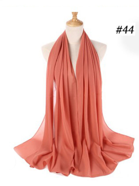 72*175cm Muslim Chiffon Hijab Scarf Shawls Women Solid Color Head Wraps Islamic Hijabs Scarves Ladies Foulard Femme muslim veil