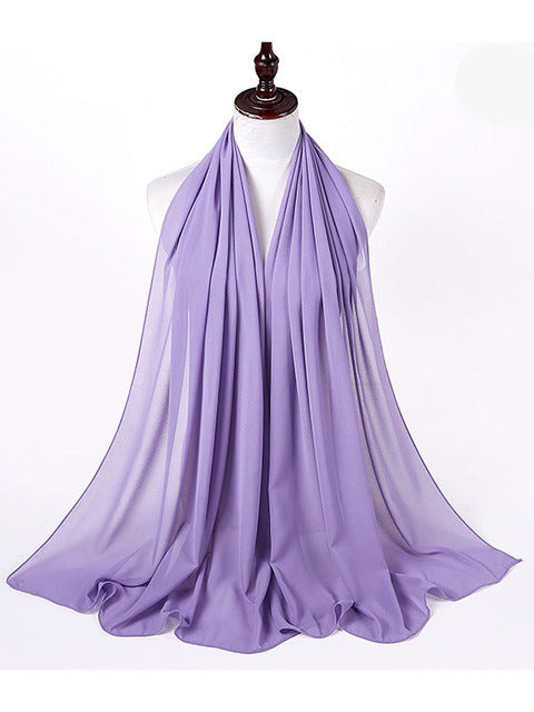 72*175cm Muslim Chiffon Hijab Scarf Shawls Women Solid Color Head Wraps Islamic Hijabs Scarves Ladies Foulard Femme muslim veil