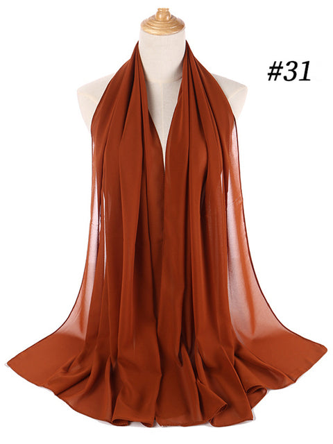 72*175cm Muslim Chiffon Hijab Scarf Shawls Women Solid Color Head Wraps Islamic Hijabs Scarves Ladies Foulard Femme muslim veil