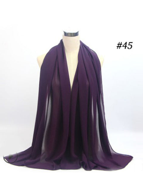72*175cm Muslim Chiffon Hijab Scarf Shawls Women Solid Color Head Wraps Islamic Hijabs Scarves Ladies Foulard Femme muslim veil