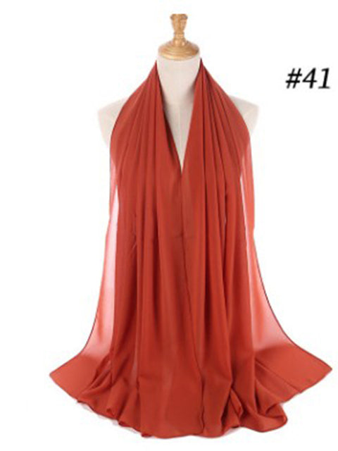 72*175cm Muslim Chiffon Hijab Scarf Shawls Women Solid Color Head Wraps Islamic Hijabs Scarves Ladies Foulard Femme muslim veil