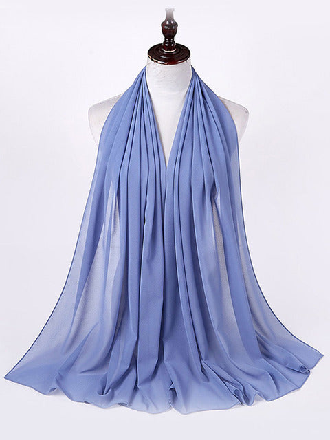 72*175cm Muslim Chiffon Hijab Scarf Shawls Women Solid Color Head Wraps Islamic Hijabs Scarves Ladies Foulard Femme muslim veil