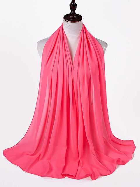 72*175cm Muslim Chiffon Hijab Scarf Shawls Women Solid Color Head Wraps Islamic Hijabs Scarves Ladies Foulard Femme muslim veil