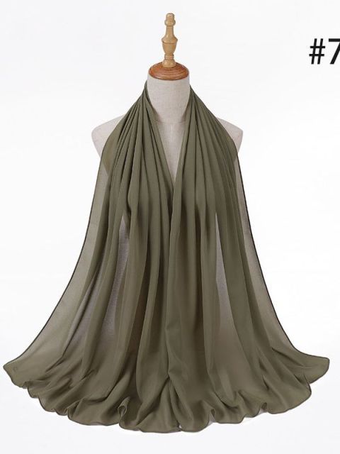 72*175cm Muslim Chiffon Hijab Shawls Scarf Women Solid Color Head Wraps Women Hijabs Scarves Ladies Foulard Femme Muslim Veil