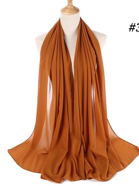 72*175cm Muslim Chiffon Hijab Shawls Scarf Women Solid Color Head Wraps Women Hijabs Scarves Ladies Foulard Femme Muslim Veil