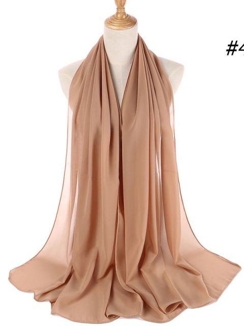 72*175cm Muslim Chiffon Hijab Shawls Scarf Women Solid Color Head Wraps Women Hijabs Scarves Ladies Foulard Femme Muslim Veil