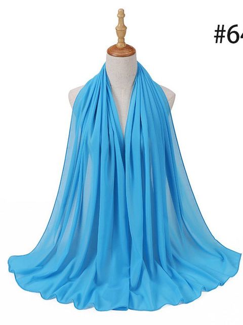 72*175cm Muslim Chiffon Hijab Shawls Scarf Women Solid Color Head Wraps Women Hijabs Scarves Ladies Foulard Femme Muslim Veil