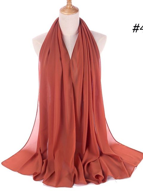 72*175cm Muslim Chiffon Hijab Shawls Scarf Women Solid Color Head Wraps Women Hijabs Scarves Ladies Foulard Femme Muslim Veil