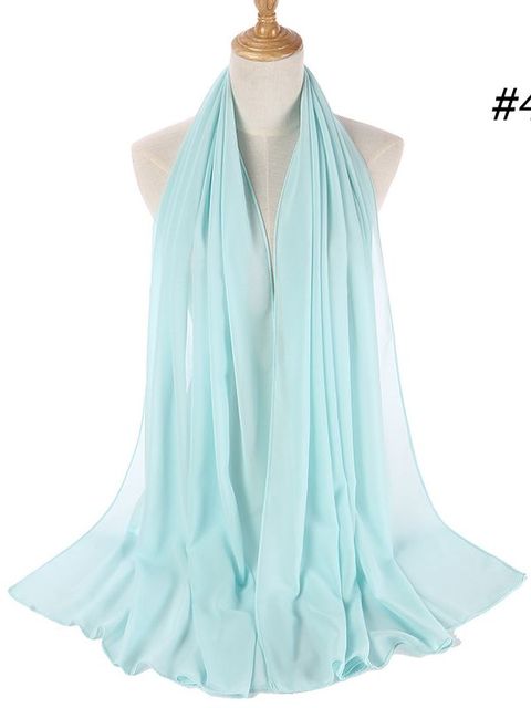 72*175cm Muslim Chiffon Hijab Shawls Scarf Women Solid Color Head Wraps Women Hijabs Scarves Ladies Foulard Femme Muslim Veil