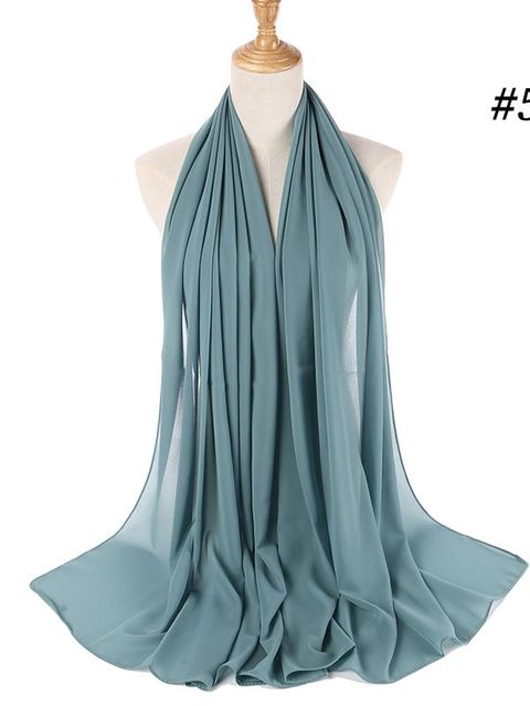 72*175cm Muslim Chiffon Hijab Shawls Scarf Women Solid Color Head Wraps Women Hijabs Scarves Ladies Foulard Femme Muslim Veil