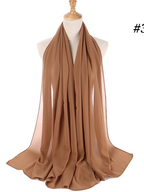72*175cm Muslim Chiffon Hijab Shawls Scarf Women Solid Color Head Wraps Women Hijabs Scarves Ladies Foulard Femme Muslim Veil