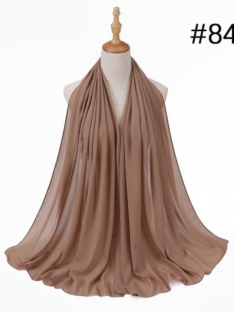 72*175cm Muslim Chiffon Hijab Shawls Scarf Women Solid Color Head Wraps Women Hijabs Scarves Ladies Foulard Femme Muslim Veil