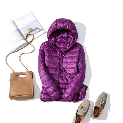 90% Ultra-light Plus Size Thin Down Jacket Women 2020 Autumn Winter Slim Short Hooded Warm White Duck Down Coat Women Outerwear