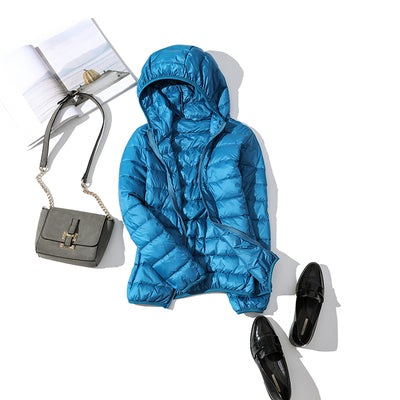 90% Ultra-light Plus Size Thin Down Jacket Women 2020 Autumn Winter Slim Short Hooded Warm White Duck Down Coat Women Outerwear