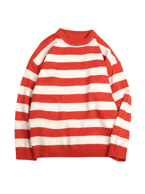 Autumn Winter Knitted Striped Sweater Women Casual Oversized Pullovers Sweaters Loose Warm Jumper Streetwear Teen Knitwear