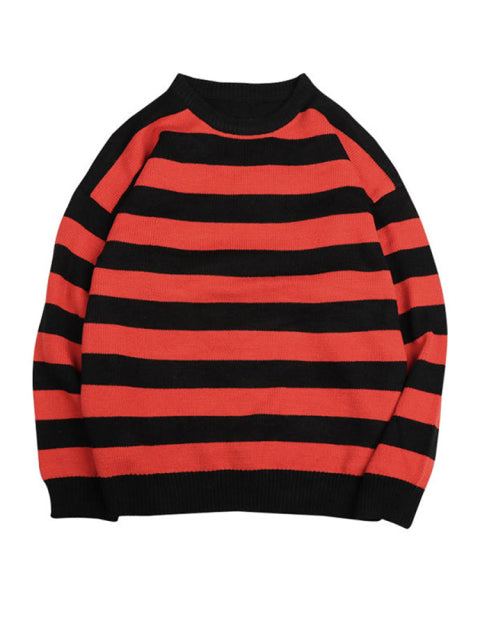 Autumn Winter Knitted Striped Sweater Women Casual Oversized Pullovers Sweaters Loose Warm Jumper Streetwear Teen Knitwear