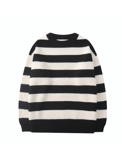 Autumn Winter Knitted Striped Sweater Women Casual Oversized Pullovers Sweaters Loose Warm Jumper Streetwear Teen Knitwear