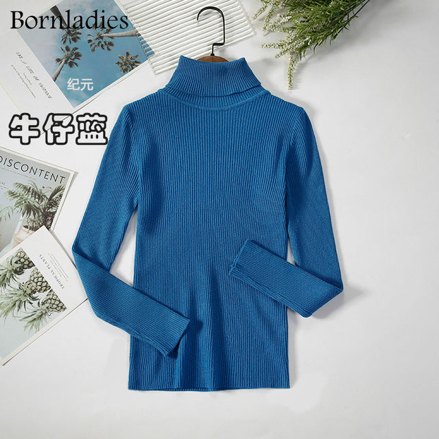 Bornladies 2022 Basic Turtleneck Women Sweaters Autumn Winter Tops Slim Women Pullover Knitted Sweater Jumper Soft Warm Pull