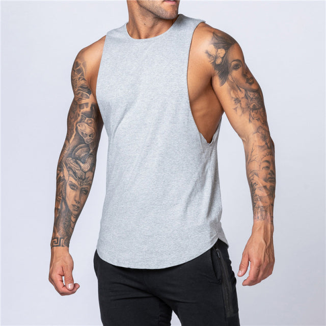 Cotton Workout Gym Tank Top Mens Muscle Sleeveless Sportswear Shirt Stringer Fashion Clothing Bodybuilding Singlets Fitness Vest