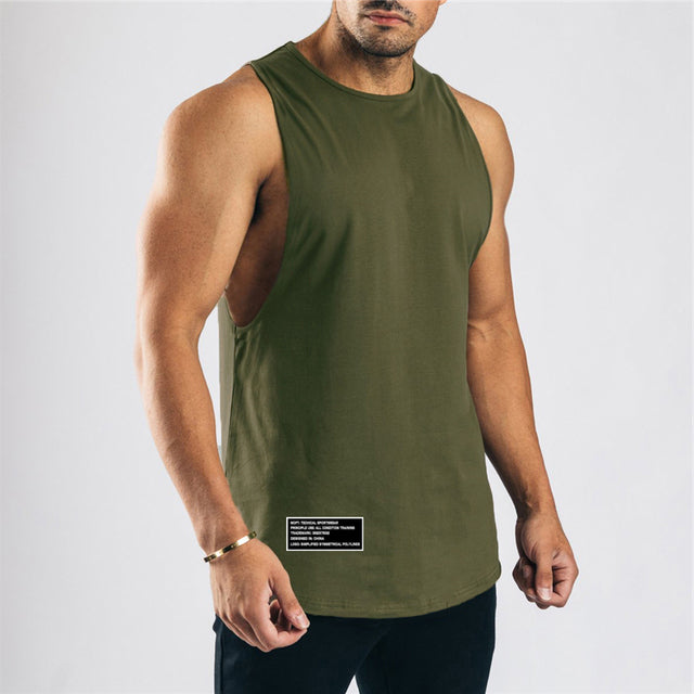 Cotton Workout Gym Tank Top Mens Muscle Sleeveless Sportswear Shirt Stringer Fashion Clothing Bodybuilding Singlets Fitness Vest