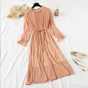 Elegant Polka Dot Women Dress Female Casual Flare Sleeve Office Chiffon Dot Print Dresses A-line Vintage Sweet Clothing Vestidos