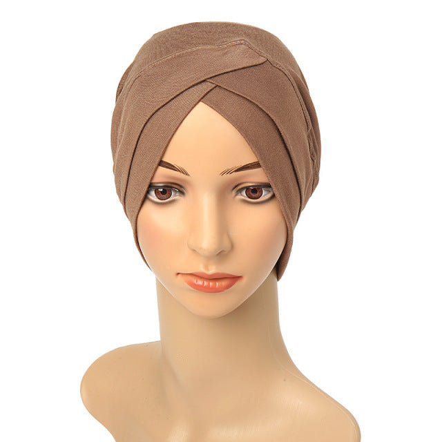 Fashion Premium Jersey Muslim Inner Cap Stretch Hijab With Rope Adjustable Women Underscarf Solid Color Islamic Turban Headwear