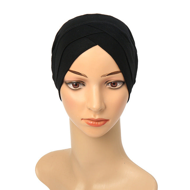 Fashion Premium Jersey Muslim Inner Cap Stretch Hijab With Rope Adjustable Women Underscarf Solid Color Islamic Turban Headwear
