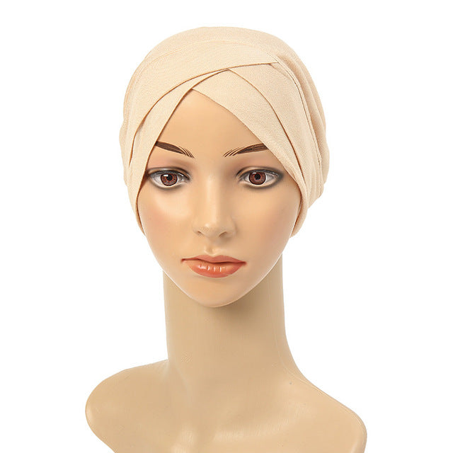 Fashion Premium Jersey Muslim Inner Cap Stretch Hijab With Rope Adjustable Women Underscarf Solid Color Islamic Turban Headwear